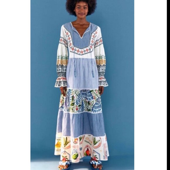 Farm Rio Pineapple Beach Maxi Dress Tropical Summer Maximalist - Picture 4 of 16